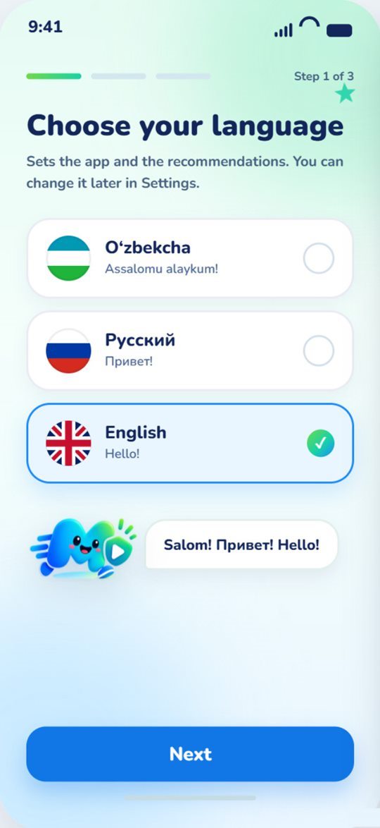Ilova tilini tanlash