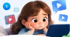 A girl bored in front of a tablet